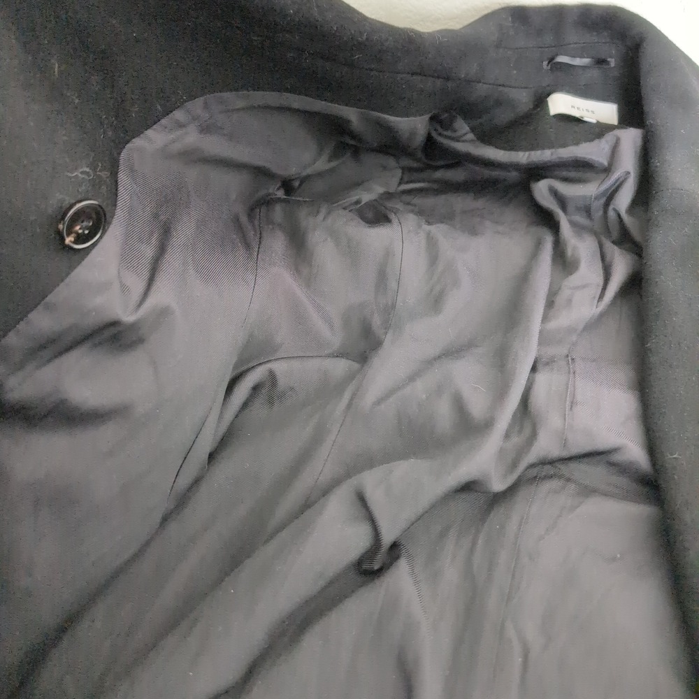Reiss Black 100% Wool Wrap Coat Belt Long Trench Jacket Womens US 4 UK 8 Luxury - Picture 9 of 12